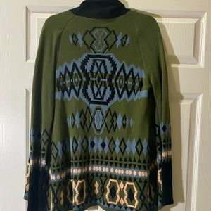 Gypsy 05 Global Village Open FrontTribal Print  Cardigan Sweater Size Small